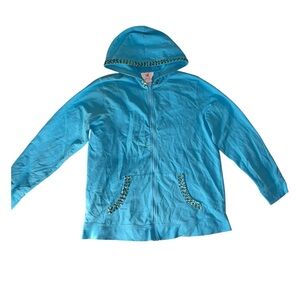 Quacker Factory Turquoise Sequin Hoodie